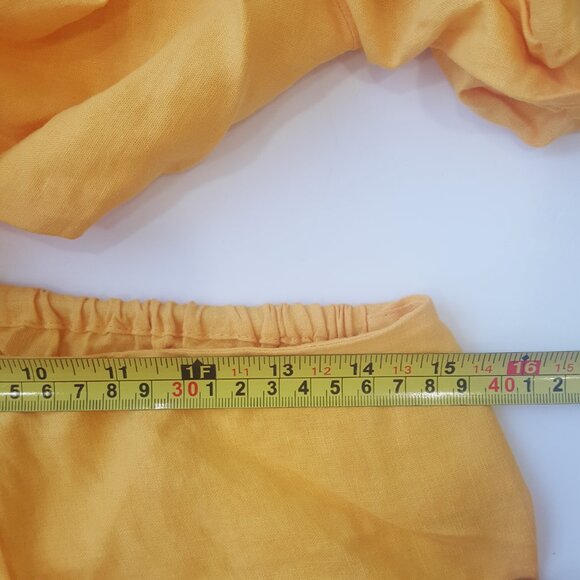 FARM RIO !  LINEN Cut Out Puff-Sleeve Maxi DRESS SZ M - Picture 14 of 15